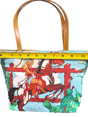 Load image into Gallery viewer, Western Cowgirl Horse Rhinestone Canvas Tote Purse Handbag Ranch Rodeo 11.5"