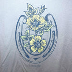 Load image into Gallery viewer, Wrangler Women’s Medium Blue Graphic T Shirt Horseshoe Floral Western Tee - Lisa Lassi
