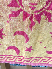 Load image into Gallery viewer, Vintage Celestial Sun Moon Stars Double Sided Beach Towel Red Yellow 27x54