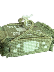 Load image into Gallery viewer, Vintage Handmade Plastic Canvas Mug Rugs Coasters Set Holder Olive Green