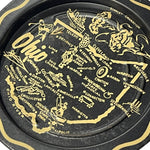 Load image into Gallery viewer, Vintage Ohio Souvenir Metal Tray Black Gold State Map Mini Change Tray 3.5 Inch
