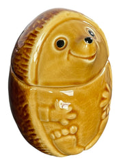 Load image into Gallery viewer, Vintage Ceramic Hedgehog Lidded Jar Brown Glaze Woodland Canister 4.5"