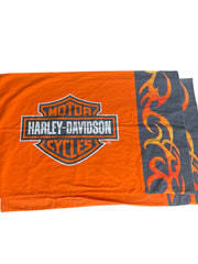 Load image into Gallery viewer, Vintage Y2K Harley Davidson Pillowcases 2pc Orange Black Tribal Flame Logo