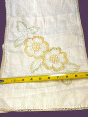 Load image into Gallery viewer, Vintage Hand Embroidered Floral Table Runner Linen 36x11