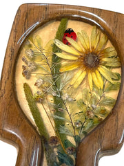 Load image into Gallery viewer, Vintage Lucite Style Pressed Flower Spoon Rest Ladybug Faux Wood Handmade