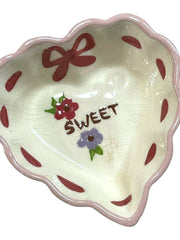 Load image into Gallery viewer, Vintage Cleminsons Hand Painted English Pottery Trinket Dish “Sweet” Floral Bow