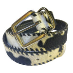Load image into Gallery viewer, Kids Cow Print Faux Fur Western Belt Size M/L Black White 37” Animal Print
