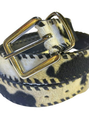 Load image into Gallery viewer, Kids Cow Print Faux Fur Western Belt Size M/L Black White 37” Animal Print