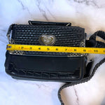 Load image into Gallery viewer, Black Western Crossbody Purse Heart Concho Silver Tone Braided Strap
