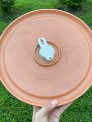 Load image into Gallery viewer, Terracotta Sun Face Outdoor Thermometer Celestial Garden Patio Decor 11.5"
