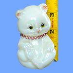 Load image into Gallery viewer, Fenton October Birthstone Bear Iridescent Glass Pink Rhinestone Collar Signed
