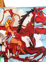Load image into Gallery viewer, Western Cowgirl Horse Rhinestone Canvas Tote Purse Handbag Ranch Rodeo 11.5"