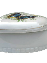 Load image into Gallery viewer, Vintage Made in Taiwan Butterfly Heart Trinket Box Porcelain 3"