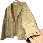 Load image into Gallery viewer, SOLD - Chico’s Faux Suede Laser-Cut Open Front Jacket Women’s Size 2 Tan Western Boho - Lisa Lassi
