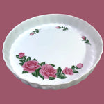 Load image into Gallery viewer, Christineholm Pink Rose Quiche Dish Pie Pan Ruffled Edge 9.25"
