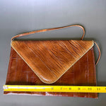 Load image into Gallery viewer, Vintage Genuine Eel Skin Purse Brown Exotic Leather Shoulder Bag 80s
