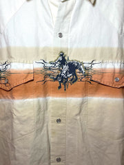 Load image into Gallery viewer, Cumberland Outfitters Western Pearl Snap Shirt Mens L Horse Print Short Sleeve - Lisa Lassi