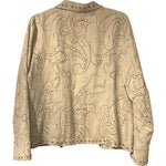 Load image into Gallery viewer, SOLD - Chico’s Faux Suede Laser-Cut Open Front Jacket Women’s Size 2 Tan Western Boho - Lisa Lassi
