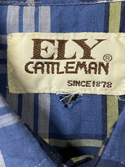 Load image into Gallery viewer, SOLD - Ely Cattleman Vintage Western Snap Shirt – Blue Plaid – Short Sleeve - Lisa Lassi