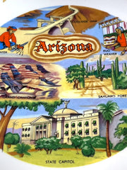 Load image into Gallery viewer, Vintage Arizona Souvenir Plate 8" Grand Canyon Coolidge Dam State Capitol Gold