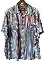 Load image into Gallery viewer, Vintage Wrangler Western Shirt 4XL? Pearl Snap Striped Workwear Distressed Worn