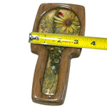 Load image into Gallery viewer, Vintage Lucite Style Pressed Flower Spoon Rest Ladybug Faux Wood Handmade
