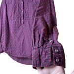 Load image into Gallery viewer, Textured Button Shirt – Women’s M – Plum w/ Pink Swiss Dot
