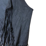 Load image into Gallery viewer, 🖤 Black Fringe Faux Suede Western Vest – Size L
