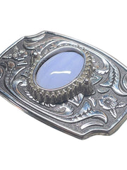 Load image into Gallery viewer, Western Floral Silver Tone Belt Buckle White Stone Women's Kids