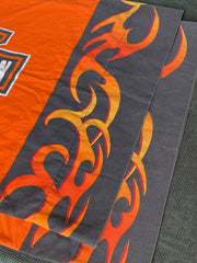 Load image into Gallery viewer, Vintage Y2K Harley Davidson Pillowcases 2pc Orange Black Tribal Flame Logo