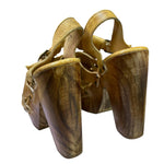 Load image into Gallery viewer, Bed Stu Melissa Tan Leather Wood Platform Clog Heels Sandals Women's 8.5
