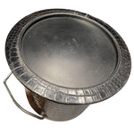 Load image into Gallery viewer, Vintage Faux Croc Black Ice Bucket | Mid-Century Barware | Vinyl Textured Cooler
