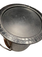 Load image into Gallery viewer, Vintage Faux Croc Black Ice Bucket | Mid-Century Barware | Vinyl Textured Cooler