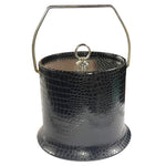 Load image into Gallery viewer, Vintage Faux Croc Black Ice Bucket | Mid-Century Barware | Vinyl Textured Cooler
