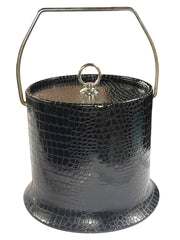 Load image into Gallery viewer, Vintage Faux Croc Black Ice Bucket | Mid-Century Barware | Vinyl Textured Cooler