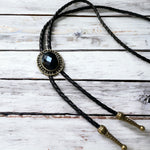 Load image into Gallery viewer, Black and Gold Bolo Tie
