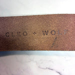 Load image into Gallery viewer, Cleo + Wolf Burnished Edge Genuine Leather Belt Brown Gold Buckle Size S 2" Wide
