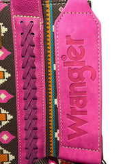 Load image into Gallery viewer, Wrangler Aztec Pink Brown Tote Crossbody Purse Western Boho Bag