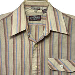 Load image into Gallery viewer, Vintage Contour Fitted Stripe Shirt – Earth Tones, Retro Summer Button-Up (M)
