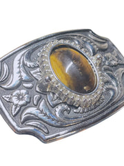 Load image into Gallery viewer, Western Silver Tone Belt Buckle Tiger Eye Stone Women's Kids 1.25" Belt