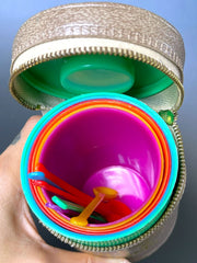 Load image into Gallery viewer, Vintage Camping Cup Set for 6 With Matching Spoons Travel Case Retro
