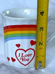 Load image into Gallery viewer, Vintage 1980s I Love You Rainbow Hearts Ceramic Coffee Mug Retro Valentine