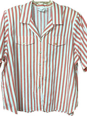 Load image into Gallery viewer, Vintage ACT III Plus Pink Tan Stripe Short Sleeve Button Up Shirt USA Made