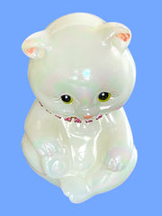 Load image into Gallery viewer, Fenton October Birthstone Bear Iridescent Glass Pink Rhinestone Collar Signed