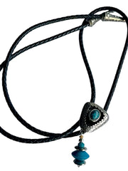 Load image into Gallery viewer, Western Bolo Tie, Turquoise-Style Stone &amp; Silver
