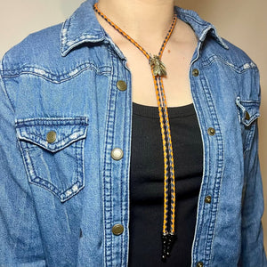 Fly Bolo Tie – Orange & Black Cord