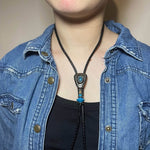 Load image into Gallery viewer, Western Bolo Tie, Turquoise-Style Stone &amp; Silver
