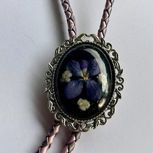 Pressed Flower Bolo Tie
