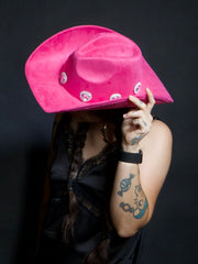 Load image into Gallery viewer, Dark Pink Heart Cowboy Hat
