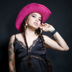 Load image into Gallery viewer, Dark Pink Heart Cowboy Hat
